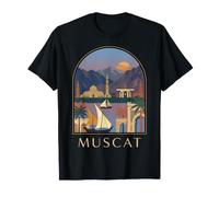 Muscat Oman Skyline costiera retrò Viaggio Design Maglietta