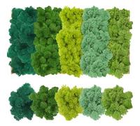 Muschio stabilizzato islandese,decorazione per il fai da te,con 200g,cinque colori misti,muschio di renne artificiale,per parete, presepe, decorazioni o modellismo I muschio verde chiaro e scuro