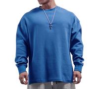 Muscle Alive Uomo Basic Magliette a Maniche Lunghe Cialda Felpa Perdere Peso Allenamento Maglione Maglia Girocollo Color Blu XL
