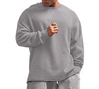 Muscle Alive Uomo Basic Magliette a Maniche Lunghe Cialda Felpa Perdere Peso Allenamento Maglione Maglia Girocollo Grigio M