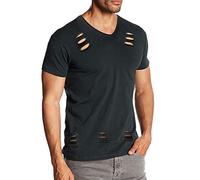 Muscle Alive Uomo Casual Magliette Collo Manica Corta Sportivo Taglio Muscolare Magliette per Palestra Bodybuilding Cotone Lavato T2302 vestibilità Slim Nero M