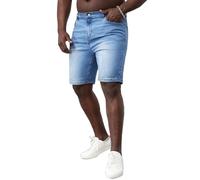 Muscle Alive Uomo Denim Pantaloncini 11" Pollici Slim Adatto Corto Jeans Shorts Foro Azzurro Size 38