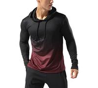 Muscle Alive Uomo Foderato Termico Felpa con Cappuccio Atletica Maglione Manica Lunga Allenamento Running Hoodies Vino Rosso graduale M