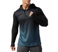 Muscle Alive Uomo Foderato Termico Felpa con Cappuccio Atletica Maglione Manica Lunga Allenamento Running Hoodies Blu graduale L