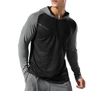 Muscle Alive Uomo Foderato Termico Felpa con Cappuccio Atletica Maglione Manica Lunga Allenamento Running Hoodies Nero Hit Grigio L