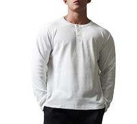 Muscle Alive Uomo Henley Manica Lunga Cialda Felpa Loose Fit Fitness Camicie Girocollo T2313 Bianco L