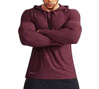 Muscle Alive Uomo Manica Lunga Felpa con Cappuccio Elastico Leggero Felpe Poliestere e Spandex T203 Vino Rosso M