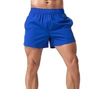 Muscle Alive Uomo Running Corti 5" Leggero Fitness Bodybuilding Shorts Asciugatura Veloce Insieme a Traspirante Retro in Rete Blu L