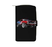 Muscle Car con bandiera Am-erican, portafoglio da donna in pelle PU, borsa lunga organizer per ufficio e viaggio