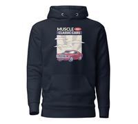 Muscle Classic Cars 002 Vintage Illustration Retro Adult Felpa con cappuccio unisex, Giacca blu navy., M