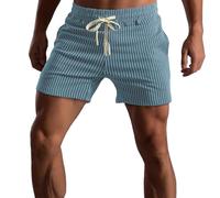 Muscle Cmdr Pantaloni Sportivi Uomo,Corti con Tasche Zip Running Shorts,Training Shorts Cotone Estivi, da Jogging, Fitness e Tennis（Blu/L）