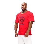 MUSCLE GYM Maglia da uomo per bodybuilding e allenamento, in spugna di cotone, leggera, vestibilità larga, per sollevamento pesi, fitness e cardio, Mg Rosso, XL