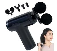 Muscle Massager, Shoulder Massager, 4 Massage Heads, Electric Handheld Device, Quiet, Portable Design, Ideal for Athletes, Fitness Training, Home, Travel, Black