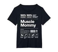 Muscle Mommy Ingredients - 100% Biologico 100% Leg Day Gym Fit Maglietta, Donna Plus-Size, Nero, 4X