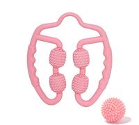 Muscle Roller Massager - Massaggiatore a rulli per punto trigger leggero, bastoncino per massaggio con rullo in schiuma per alleviare il dolore ai muscoli, 1 pallina da massaggio gratuita, Rosa