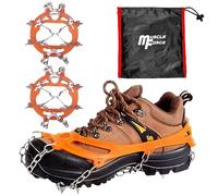 MuscleForge Ramponi per scarponi da montagna a 8/19 denti, Premium Ramponi antiscivolo per scarpe per neve e ghiaccio, in acciaio, taglia 38-42/42-45/44-47 - M/L/XL, per uomini e donne