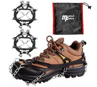 MuscleForge Ramponi per scarponi da montagna a 8/19 denti, Premium Ramponi antiscivolo per scarpe per neve e ghiaccio, in acciaio, taglia 38-42/42-45/44-47 - M/L/XL, per uomini e donne