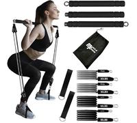 MuscleForge Set di Barre per Pilates con 4 Bande di Resistenza, Barra di Elastici con 4 Elastico per Fitness a Casa, Palestra, Pilates, Yoga