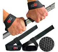 MuscleForge Straps Palestra Donna e Uomo - Straps Palestra Fascette Palestra per Stacchi - Fasce Palestra Polsi Lifting Straps - Cinghie Sollevamento Pesi Nero Strap Palestra Accessori per Palestra