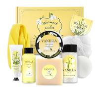 Muse lagoon Cesti regalo spa da donna, set da bagno da 8 pezzi con vaniglia per la cura della pelle, regali da bagno per donne, include crema per le mani e sapone esfoliante