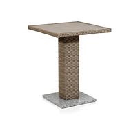 Muse & Lounge Co. Donets - Tavolo quadrato in metallo e vimini per tutte le stagioni, con base in marmo, per esterni, piscina, giardino, cortile, colore marrone naturale