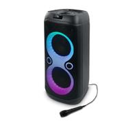 Muse M1937DJ. Altoparlante Bluetooth, con porta USB di riproduzione e ricarica, lettore di schede Micro SD. 2 ingressi Mic. Ingresso ausiliario. Luci colorate, regolazione dei bassi e degli alti,