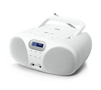 Muse MD-208 DBW - Radio DAB portatile con lettore CD, ingresso cuffie e antenna telescopica orientabile, bianco, M-208 DBW