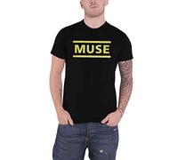 Muse T Shirt Giallo Band Logo Nuovo Ufficiale Uomo Nero Size S