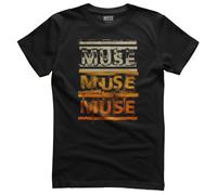 MUSE T-Shirt Uomo Con Logo Impilati Ufficialmente Licenziata Nero Maniche Corte