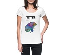 Muse The 2nd Law T-shirt bianca da donna a maniche corte maglietta bianca maniche corte, Bianco, S