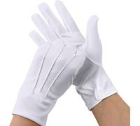 MUSEDAY 2 paia di guanti bianchi con pressa spesso e leggeri; materiale riutilizzabile per tuxedos formali, divise del team ceremonial, Babbo Natale, bianco