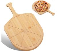 Musedimall Pala per pizza da 40,6 cm con 8 scanalature per fette, tagliere per pizza su 2 lati, tagliere per pizza, pane, formaggio, verdura, frutta