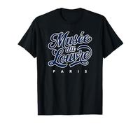 Musée du Louvre Paris Script Navy con Contorno Bianco Maglietta