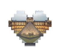 Museo del Louvre di Parigi Building Brick Block Puzzle a forma di cuore, foto puzzle personalizzati per adulti 3D micro blocchi di costruzione per la decorazione della casa set di mattoni