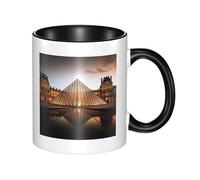 Museo del Louvre di Parigi tazza da caffè in ceramica bicolore 330 ml - tazza da tè classica, tazza regalo, adatta al microonde, per ufficio e casa