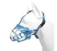 Museruola for cani, museruola morbida for , for for prevenire i morsi, traspirante, regolabile, design con apertura frontale, ampio foro for respirare(Blue and White,No. 1)