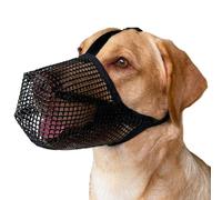 Museruola per cani di piccola e media taglia, in tessuto a rete, con protezione morbida per la bocca e cinturino regolabile.
