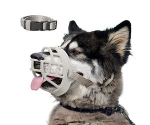 Museruola per cani, in morbido silicone, per cani, permette di ansimare e bere, previene l'abbaio indesiderato di mordere e masticare, collare e guida per l'addestramento inclusi