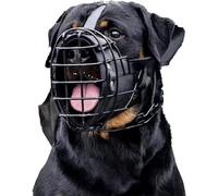 museruola per cani, Museruola regolabile in metallo e pelle for Pastore Tedesco, Dobermann, Rottweiler altri cani di taglia media grande(L)