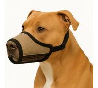 Museruola per cani - Nobit Beige XL - 25×15 cm - Circonferenza muso 59-80 cm - Nylon resistente con inserto in mesh traspirante - Regolabile - Chiusura a clip - Flamingo