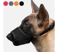 Museruola traspirante in nylon con cinturino regolabile per cani di piccola e media taglia, aiuta a prevenire morsi e masticazioni, nera, ta