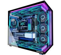 MUSETEX Custodia per PC Y6, 7 ventole Infinity Mirror PWM ARGB preinstallate, case per computer ATX Mid Tower, case per PC da gioco con tipo C, vetro temperato a vista completa a 270°, nero