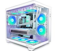 MUSETEX Y6 Case PC, con 6 Ventole PWM ARGB Preinstallate, Case ATX Mid Tower, Case PC Gaming con Type-C, Vetro Temperato a 270° Vista Completa, Bianco, Taglia: 42P x 29,5l x 36,8H cm