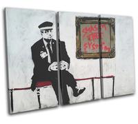 Museum Guard Urban Banksy Street TREBLE TELA parete arte foto stampa