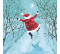 Museums & Galleries Biglietti di Natale di beneficenza, confezione da 8, con Babbo Natale che salta nella neve, confezione multipla di biglietti di Natale festivi a sostegno del cancro di Macmillan