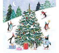 Museums & Galleries Biglietti di Natale di beneficenza, confezione da 8, motivo: pinguini che decorano l'albero, confezione multipla di biglietti di Natale festivi per aiutare il cancro Macmillan