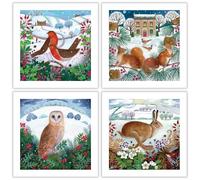 Museums & Galleries Confezione da 20 biglietti di Natale - disegni assortiti - 4 x 5 animali della campagna scene invernali - Biglietti di Natale festivi multipack - Bianco Natale