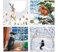 Museums & Galleries Snowy Paws - Confezione da 20 biglietti di Natale artistici di beneficenza, 5 ciascuno dei 4 disegni (MG-XETC226)