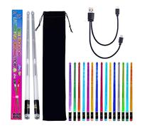 Musfunny Bacchette per batteria con luci a LED: 15 bacchette ricaricabili che si illuminano al buio, con cavo di ricarica USB, bacchette trasparenti personalizzate per gli amanti della musica