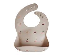 mushie | Bavaglino Silicone | Bavaglino Impermeabile Regolabile | Facile da Pulire | 4 Misure Regolabili con tasca Frontali Profonde | Senza BPA | articoli per neonati & bambini | Cherries